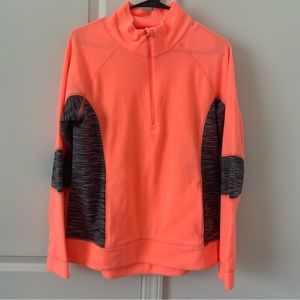 SWEATY BETTY Coral Pink Fleece Half Zip Pullover Size Large Workout Yoga